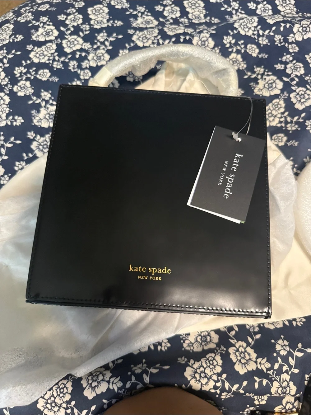 kate spade Black Structured Leather Shoulder Bag with Pearl Trim